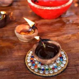 Pure Source India Natural Clay Traditional Diwali Ke Diye | Earthen Clay Diya | Mitti Ka Diva | Diyas for Pooja (Set of 51 Pieces) image 3