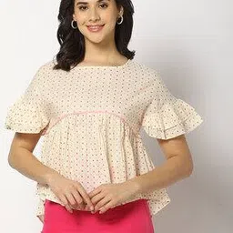 svrnaa by azorte Polka Dot Peplum High-Low Top-picture-6