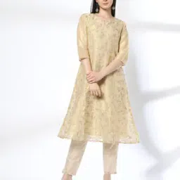 avaasa set Women Floral Print A-Line Kurta & Pants Set-picture-42