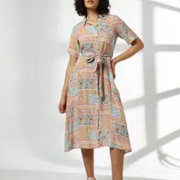 fusion Women Floral Print Shirt Dress-picture-34
