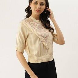 label ritu kumar Relaxed Fit Lace Round-Neck Top-picture-34
