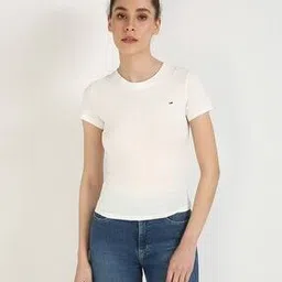 tommy hilfiger Women Slim Fit Crew-Neck Cotton T-Shirt-picture-40
