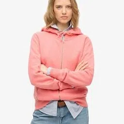 Women Essential Logo Print Regular Fit Zip-Front Hoodie-image-45