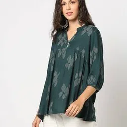 siyahi Women Leaf Print Regular Fit Tunic-picture-31
