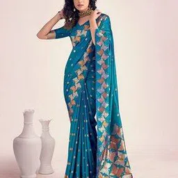 svaraa Women Floral Woven Saree with Contrast Border-picture-26