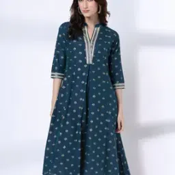 avaasa mix n' match Women Floral Print Overlap Placket A-Line Kurta-picture-52