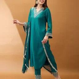 Women Embroidered Straight Kurta Set-image-45