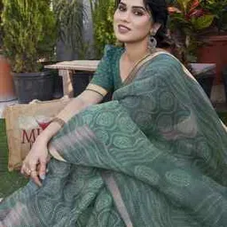 mirchi fashion Women Printed Saree with Blouse Piece-picture-19