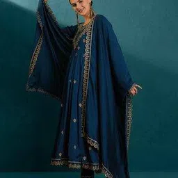 kvs fab Women Embroidered A-Line Kurta Set with Dupatta-picture-23