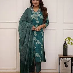 vintage colour Women Floral Print Straight Kurta Set-picture-53