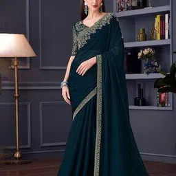 ri-wah Women Embroidered Saree with Blouse Piece-picture-20