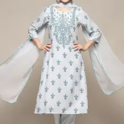 biba Ice Blue Rayon Straight Kurta suit set-picture-11