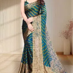 magneitta Women Leheriya Stripes Printed Bollywood Chiffon Saree-picture-19