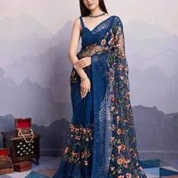 vivera Women Net Floral Saree-picture-21