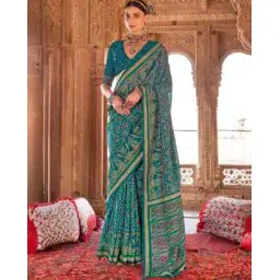 ri-wah Women Ikat Design Tassels and Latkans Silk Ethnic Motif Saree Traditional Saree-picture-23