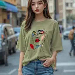 leia Women Graphic Print Oversized Fit Round-Neck T-Shirt-picture-42