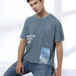 dnmx for trends select Men Placement Print Regular Fit Crew-Neck T-Shirt-picture-16