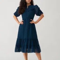 aask Women Fit & Flare Dress with Puff Sleeves-picture-36