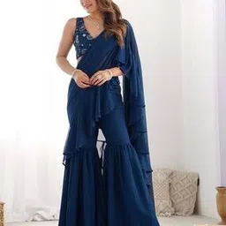 tanuka Women Pre-Drape Saree with Ruffles Border-picture-10