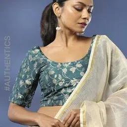 indie picks Banarasi Brocade Silk Smocked Slip-On Blouse-picture-12