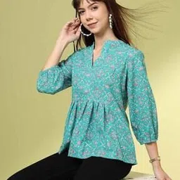 acai Women Floral Print Regular Fit Peplum Top-picture-27