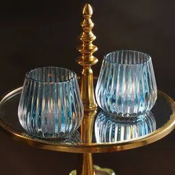 pure home and living Set of 2  Ribbed Glass Tealight Holders - Small-picture-11