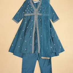 akkriti by pantaloons Girls Embroidered 3-Piece Kurta Set-picture-14