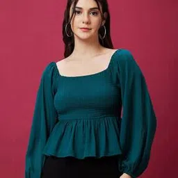 globus Women Ruched Regular Fit Peplum Top-picture-11