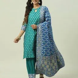 biba Women Woven Straight Kurta Suit Set-picture-29