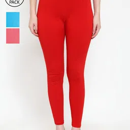 Jinfo Women Pack Of 3 Super Combod Cotton Lycra Ankle-Length Leggings-image-99