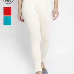 Jinfo Women Pack Of 3 Solid Super Combod Cotton Lycra Ankle-Length Leggings-picture-38