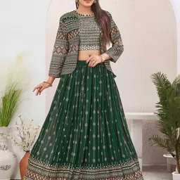 Chandbaali Embroidered Sequinned Ready To Wear Lehenga & Choli With Jacket image 1