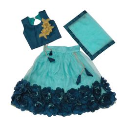 BAESD Girls Embroidered Patchwork Ready to Wear Lehenga & Blouse With Dupatta-picture-45