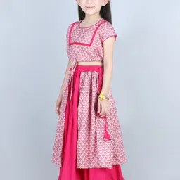 here&now x kinder kids Kinder Kids Girls Pink & Grey Printed Ready to Wear Lehenga & image 3