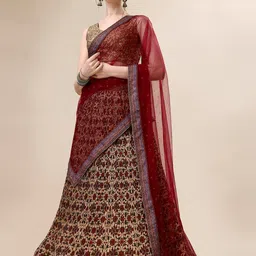 SAPTRANGI Embroidered Semi-Stitched Lehenga & Unstitched Blouse With Dupatta image 3