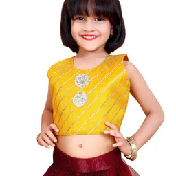 BAESD Girls Embroidered Patchwork Ready to Wear Lehenga & Blouse With Dupatta image 4