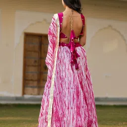 Indi INSIDE Embroidered Tie and Dye Ready to Wear Lehenga & Unstitched Blouse With Dupatta image 3