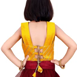 BAESD Girls Embroidered Patchwork Ready to Wear Lehenga & Blouse With Dupatta image 5