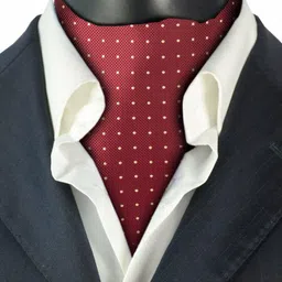 the tie hub Mini Polka Burgundy & Yellow Ascot Cravat For Men image 2