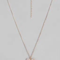 Carlton London Rose Gold-Plated Heart Textured CZ Studded Link Necklace image 5