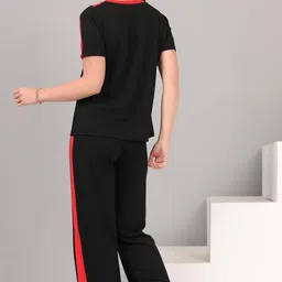 zicada Women's Workout tshirt & Pant | yoga wear | Workout Set | Co-ord Set For Girls & Womens Outfits Round neck Crop Basic Top Cropped Wide Leg pants Set Jumpsuits Tshirt Pant Co-ords Set image 3