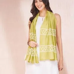 fabindia Women Embroidered Cotton Silk Stole-picture-48