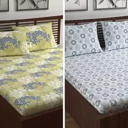divine casa Set of 2 144 TC Floral Print Combo Double Bedsheets with Pillow Covers-picture-12