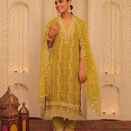 alaya by stage3 Women Embroidered Straight Kurta Set-picture-44