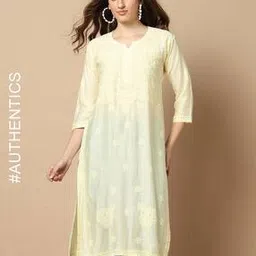 indie picks Hand Embroidered Lucknowi Chikankari Kurta-picture-26