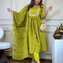 nyrika Women Embroidered Anarkali Kurta Suit Set image 1