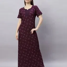 quira Women Floral Print Round-Neck Nightie-picture-37