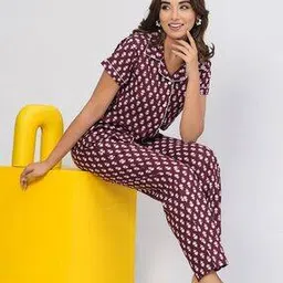 ichaa Women Floral Print Shirt & Pyjamas Set-picture-20