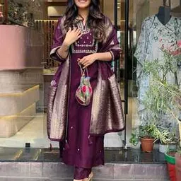 vintage colour Women Woven Straight Kurta Set-picture-14