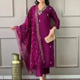 svaraa Women Embroidered Straight Kurta Suit Set-picture-33